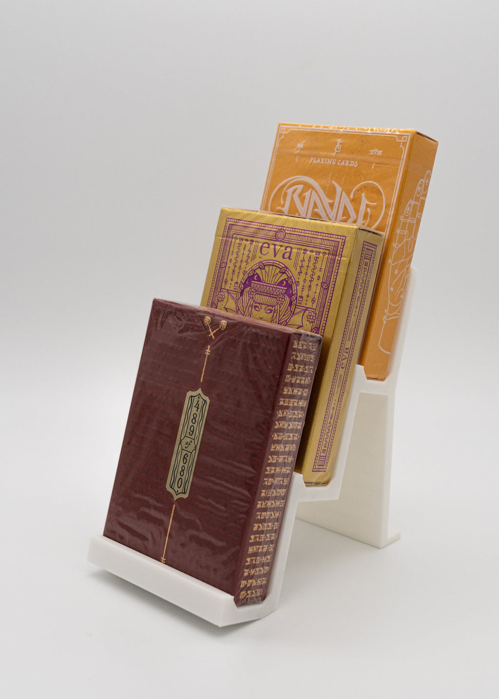 Poker deck display stand step shelf