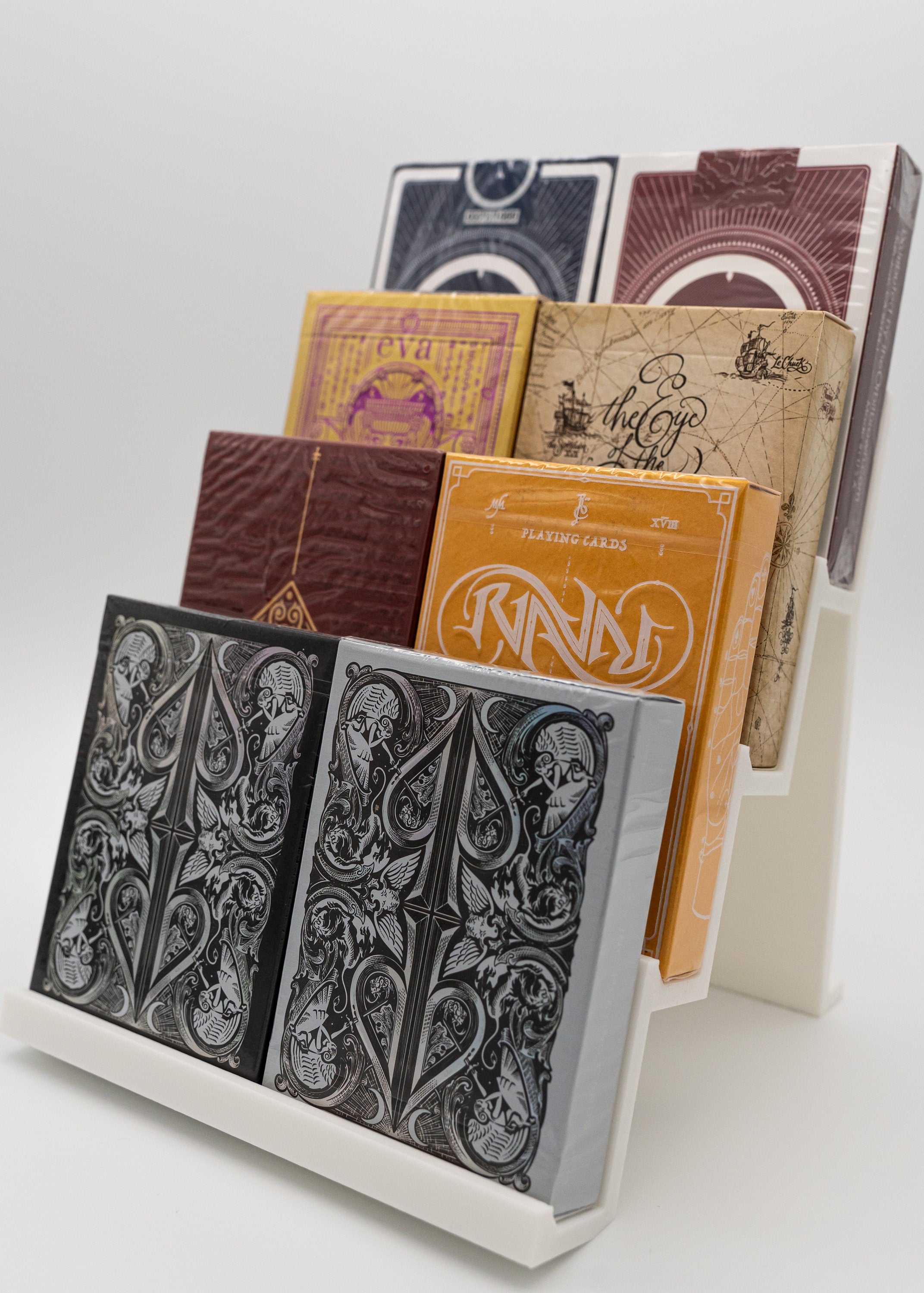 Cards display stand step shelf