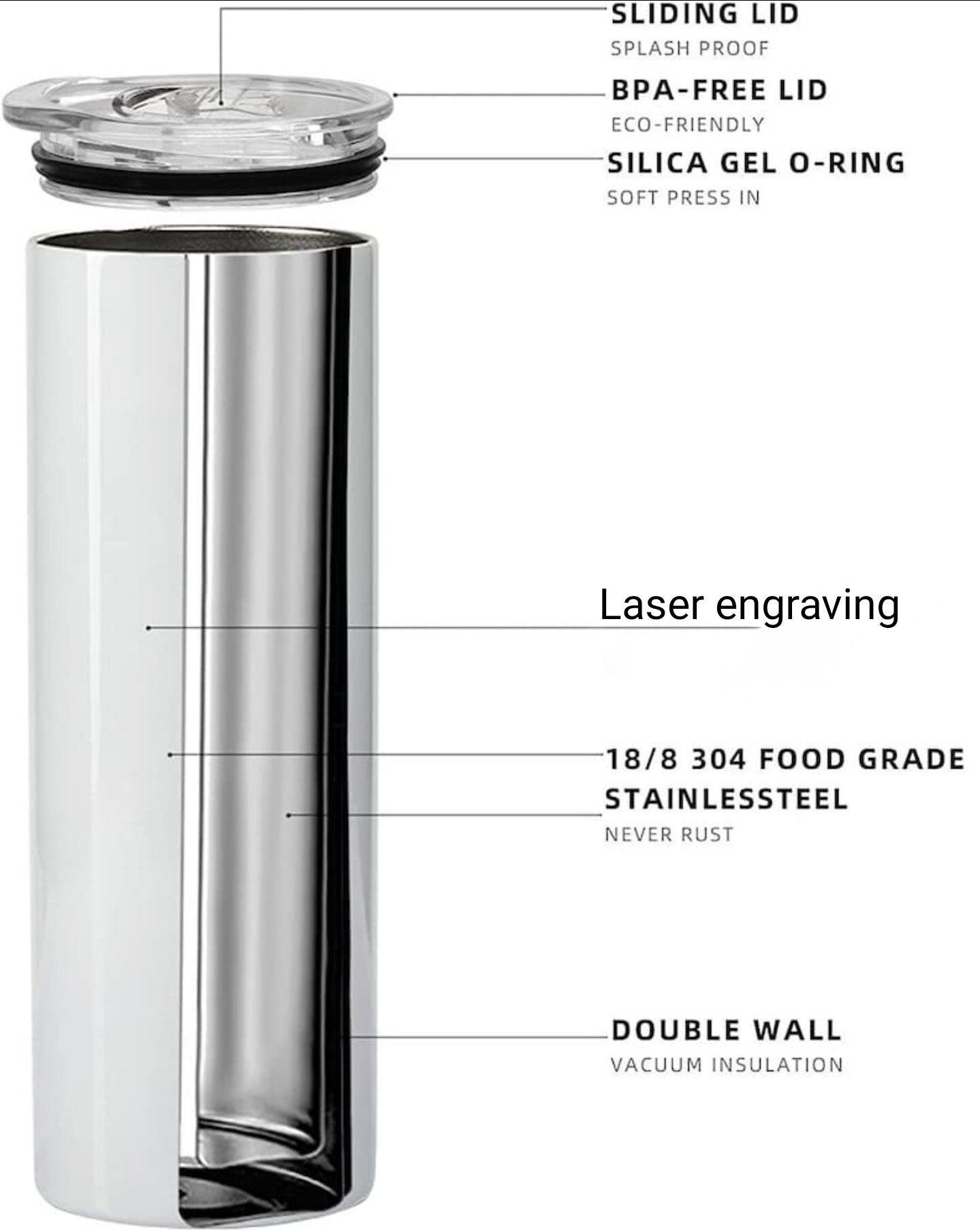Personalized 20oz Tumbler: Laser Engraved, Insulated Stainless Steel