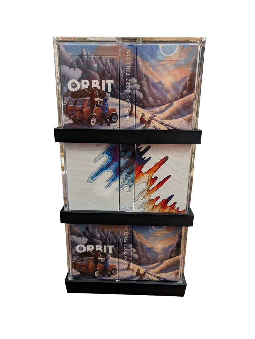 Playing cards deck display stand shelf T-Case XTB triple deck