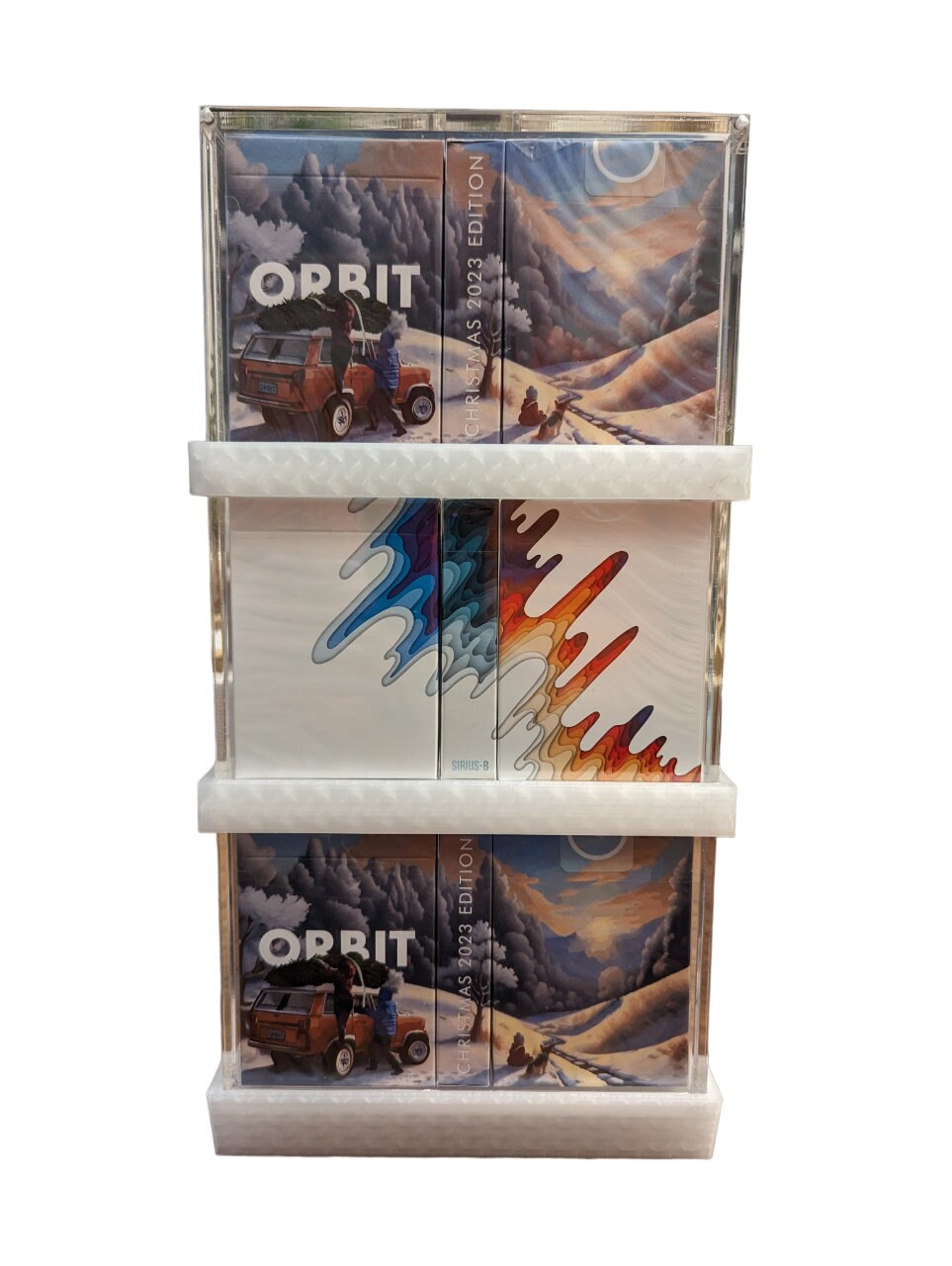 Playing cards deck display stand shelf T-Case XTB triple deck