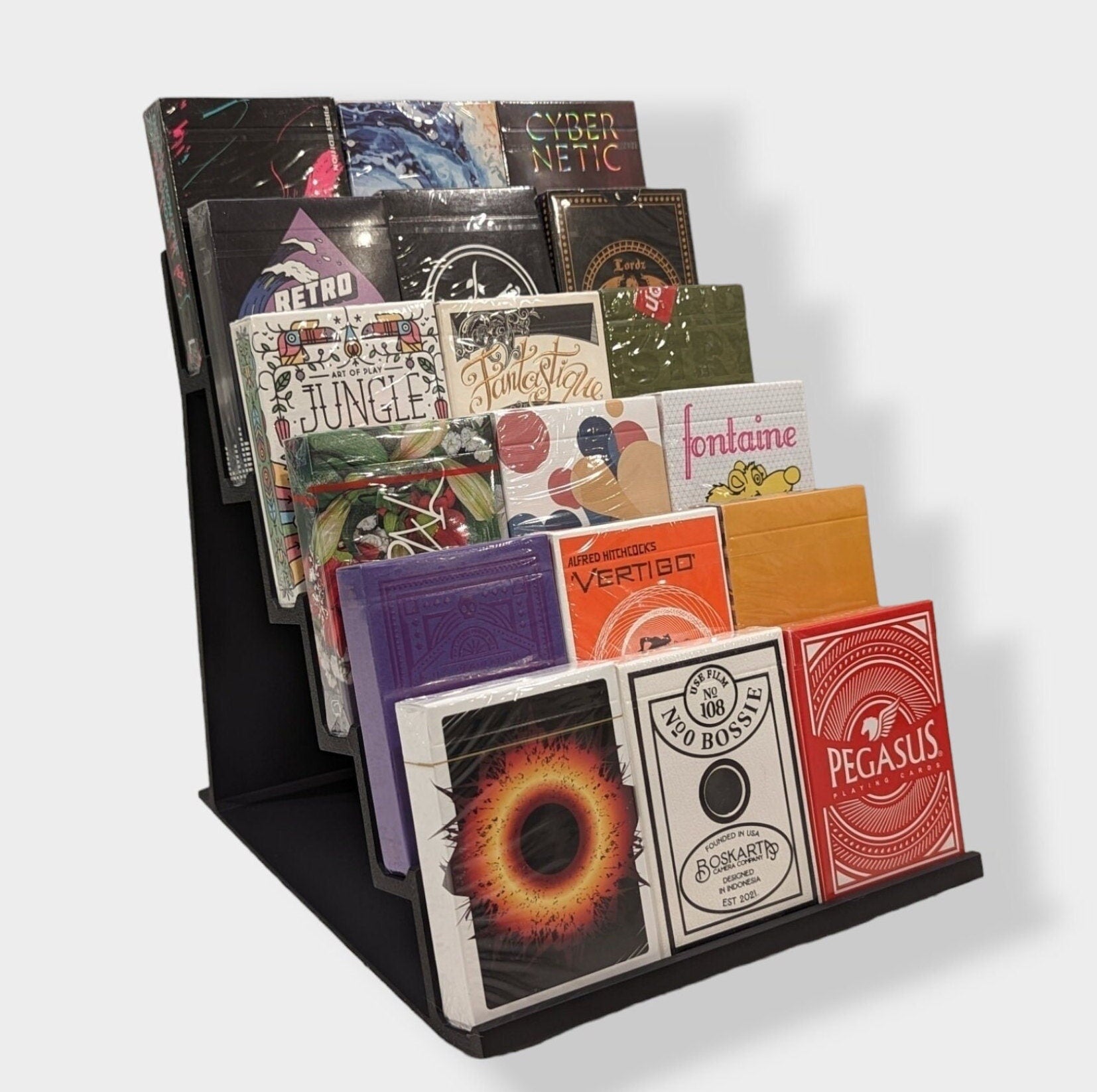 Playing cards deck display stand step shelf Poker cards