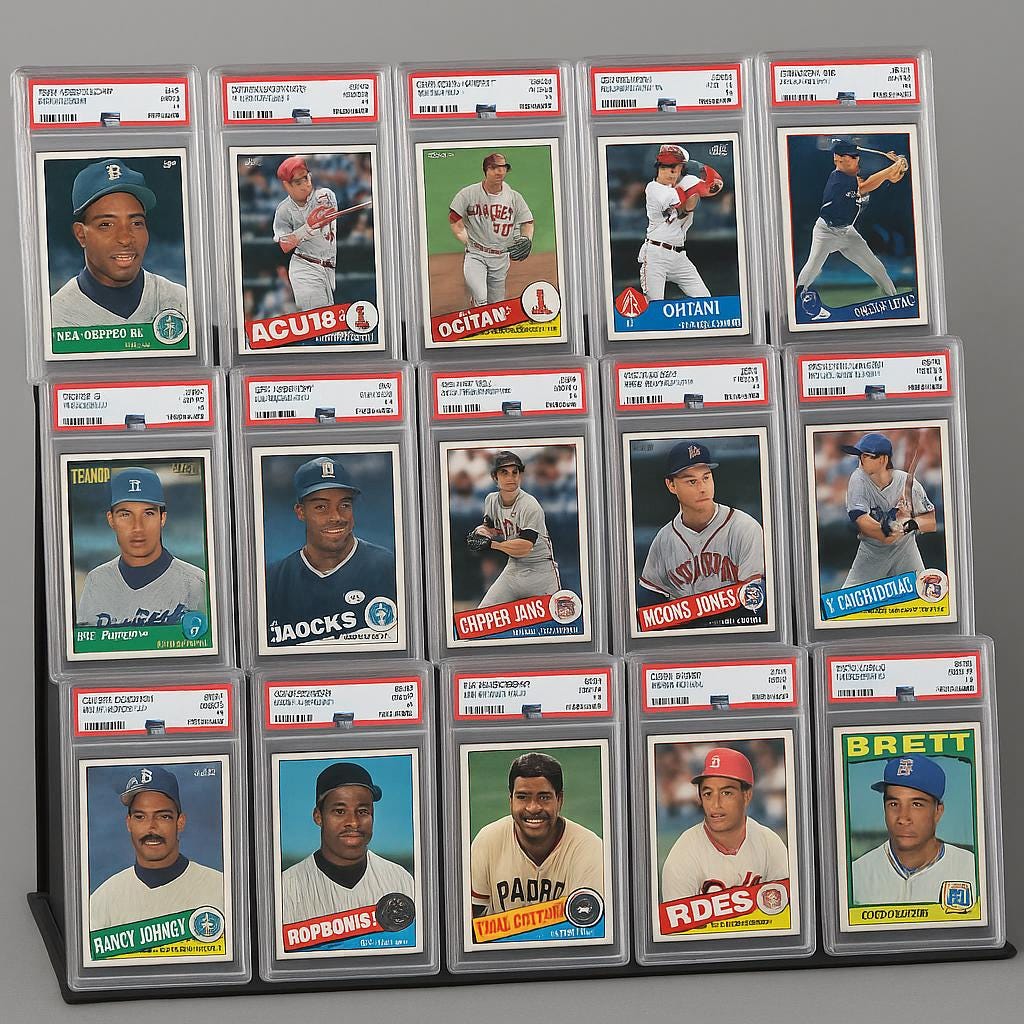 Modular Graded Card Display Shelf for PSA BGS CGC | Expandable 3x3 Slab Stand & Tower | Fits Sleeved and Guarded Cards