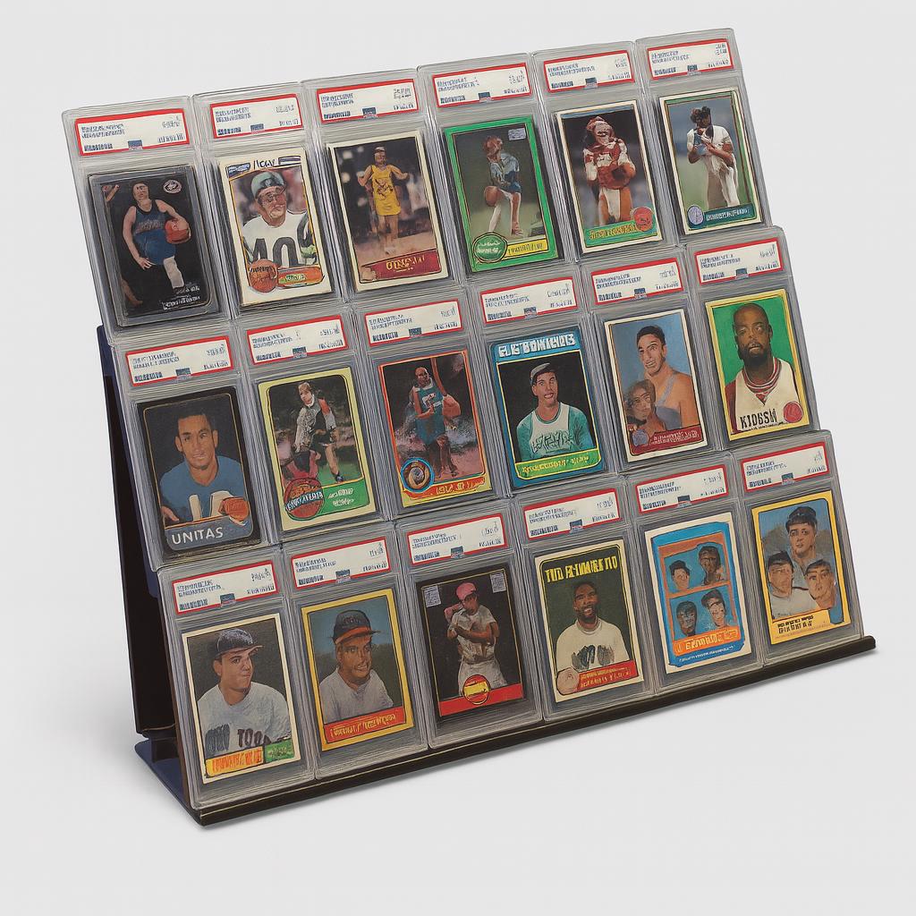Modular Graded Card Display Shelf for PSA BGS CGC | Expandable 3x3 Slab Stand & Tower | Fits Sleeved and Guarded Cards