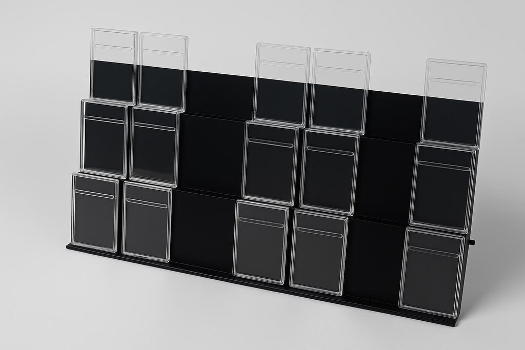 Modular Graded Card Display Shelf for PSA BGS CGC | Expandable 3x3 Slab Stand & Tower | Fits Sleeved and Guarded Cards