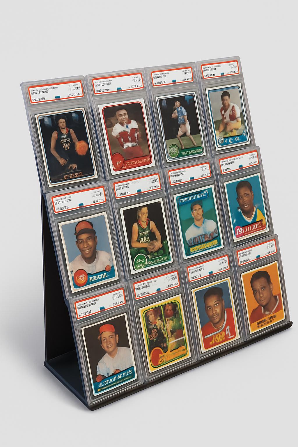 Modular Graded Card Display Shelf for PSA BGS CGC | Expandable 3x3 Slab Stand & Tower | Fits Sleeved and Guarded Cards