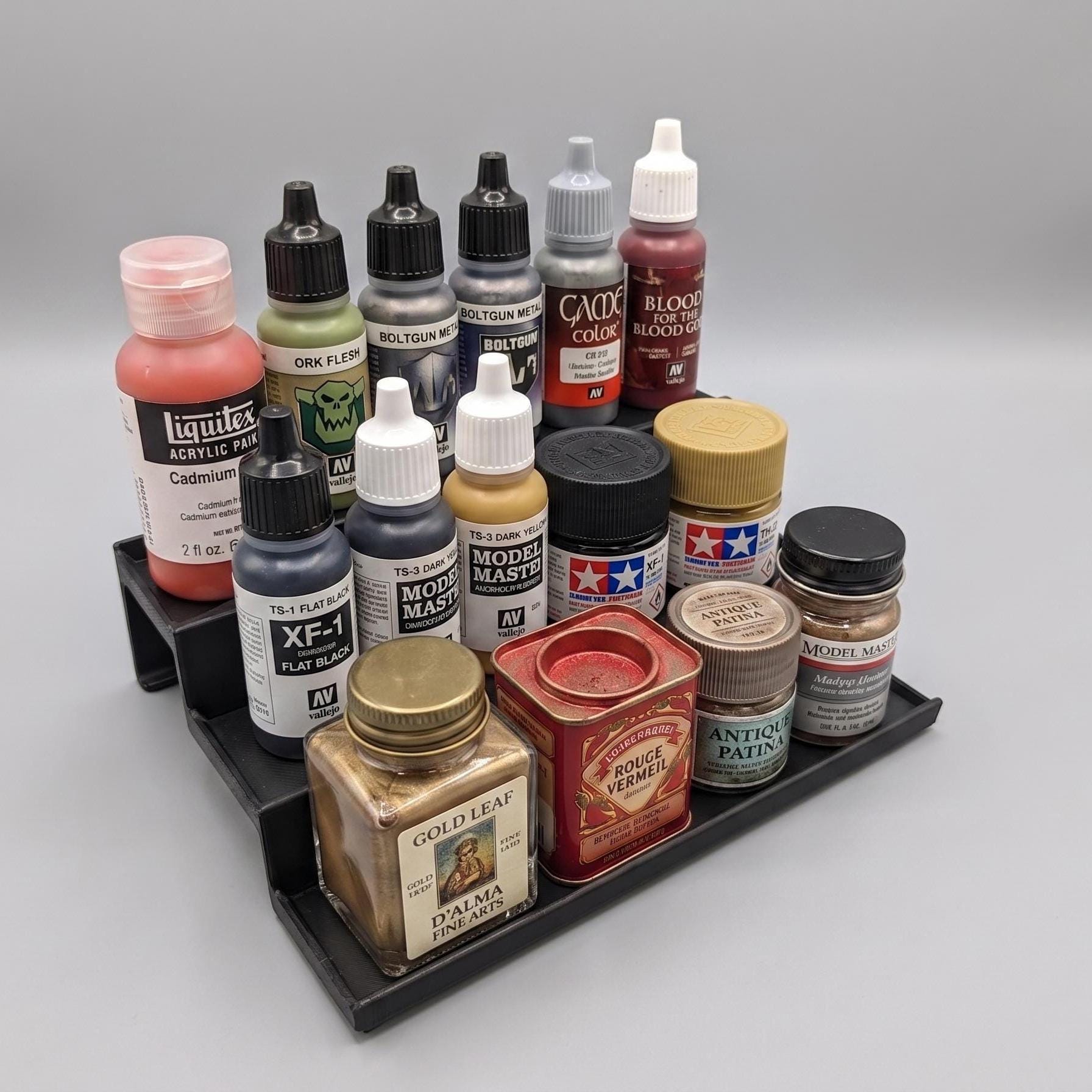 Tiered Shelf Stand Organizer for Spices | Custom Width Riser | Nail Polish Display, Acrylic Paint Rack, Tabletop Tiered Step Tray Organizer