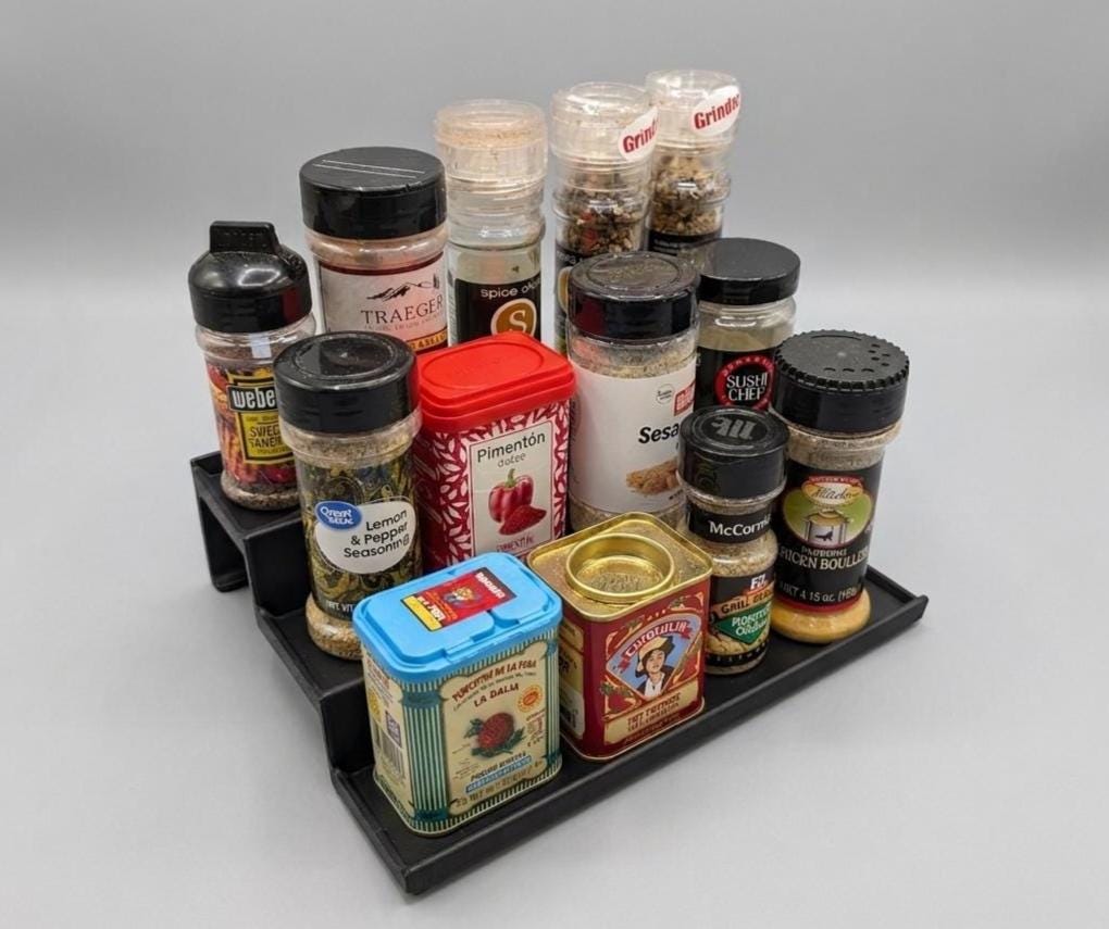 Tiered Shelf Stand Organizer for Spices | Custom Width Riser | Nail Polish Display, Acrylic Paint Rack, Tabletop Tiered Step Tray Organizer