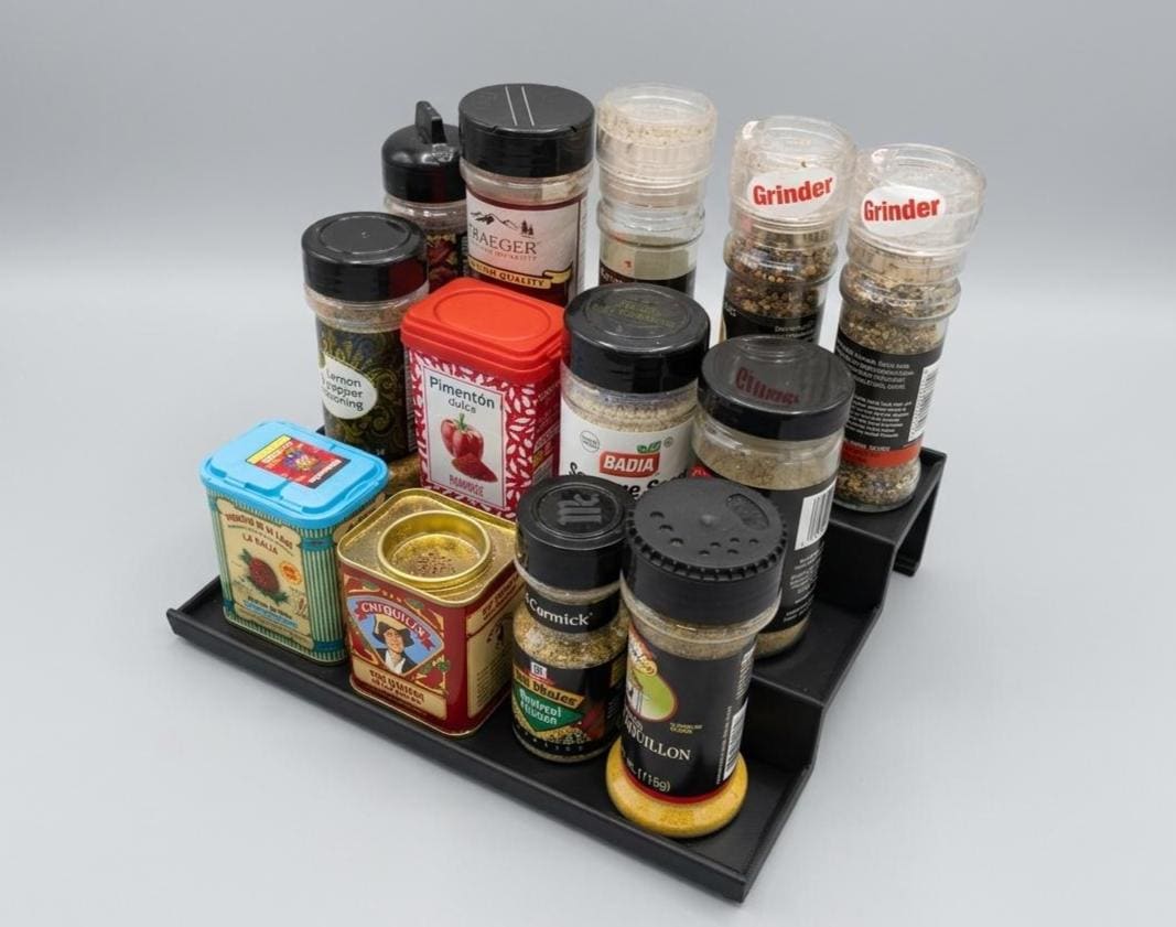 Tiered Shelf Stand Organizer for Spices | Custom Width Riser | Nail Polish Display, Acrylic Paint Rack, Tabletop Tiered Step Tray Organizer