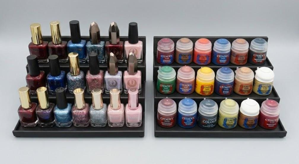 Tiered Shelf Stand Organizer for Spices | Custom Width Riser | Nail Polish Display, Acrylic Paint Rack, Tabletop Tiered Step Tray Organizer