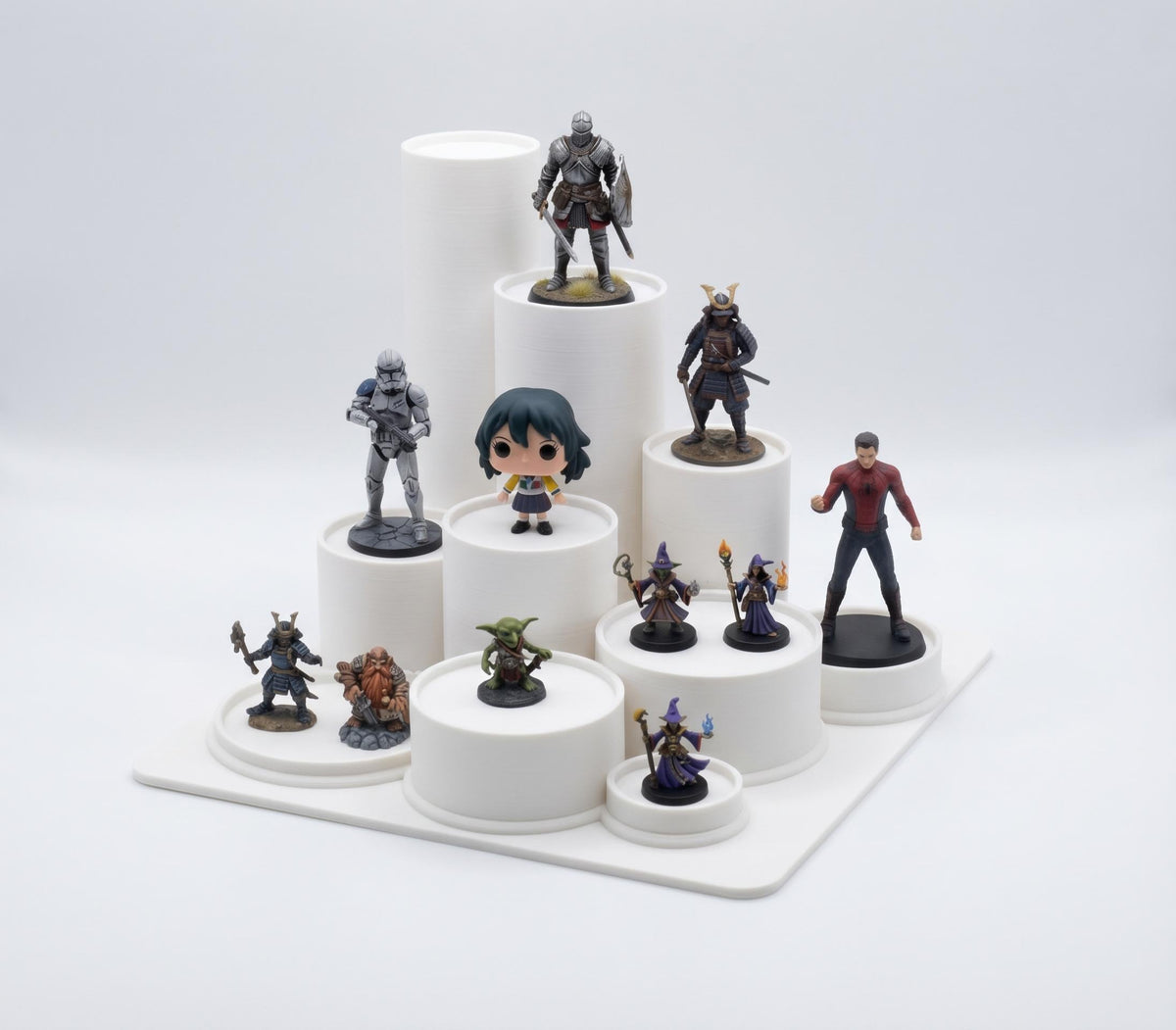 Collectible Figurine Display Stand, Staircase Riser for Action Figures, Amiibo, Miniatures, Crystals, Funko Pop